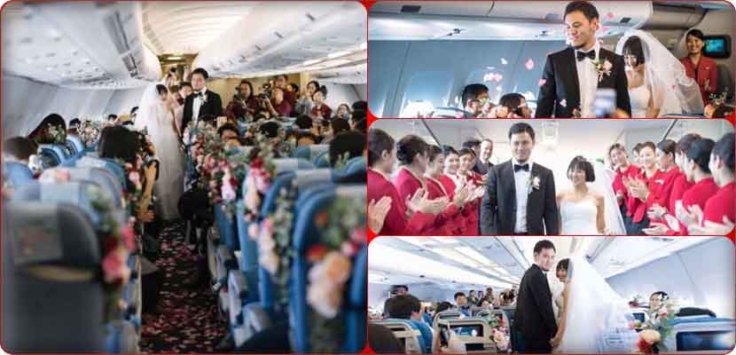 صور من حفل زفاف على متن طائرة صينية تابعه الملايين عبر البث المباشر